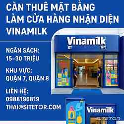 Cần thuê mặt bằng làm cửa hàng Vinamilk